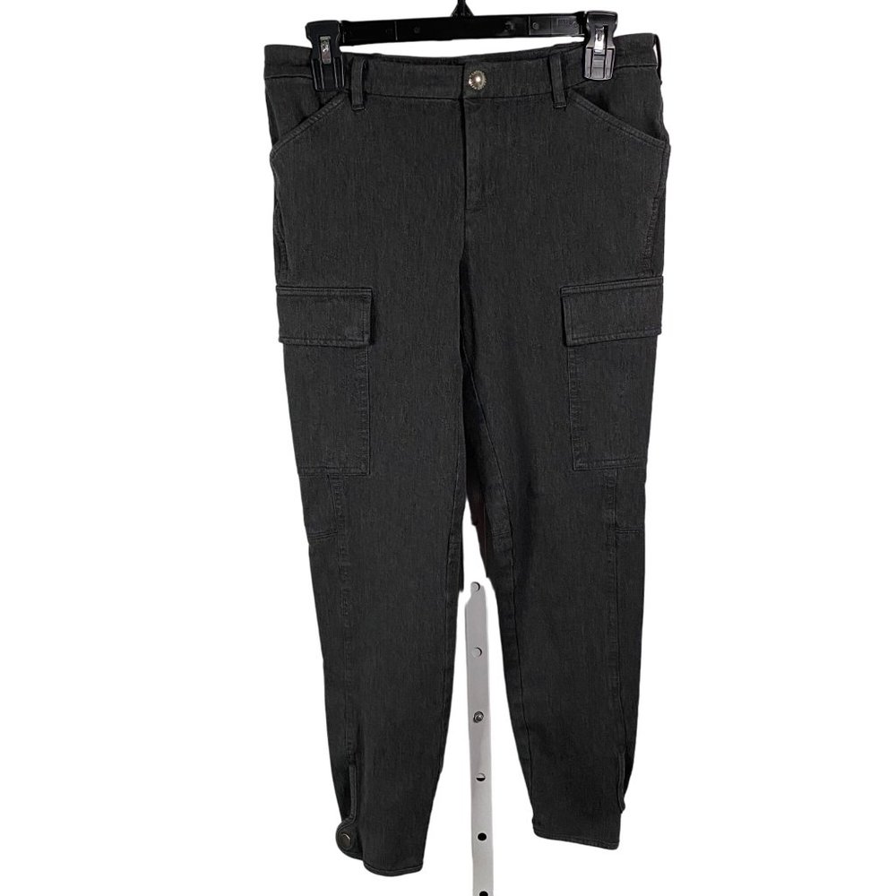 Lauren Ralph Lauren Charcoal‎ Gray Cargo Snap Ankle Stretchy Pants Sz 4